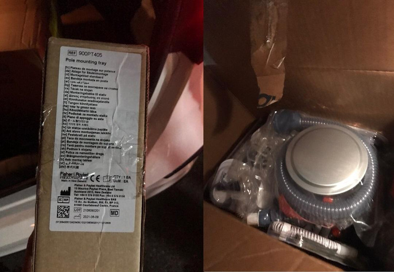 Thiết bị y tế được phát hiện trên xe ô tô tại Sóc Sơn. Ảnh: Công an Hà Nội.