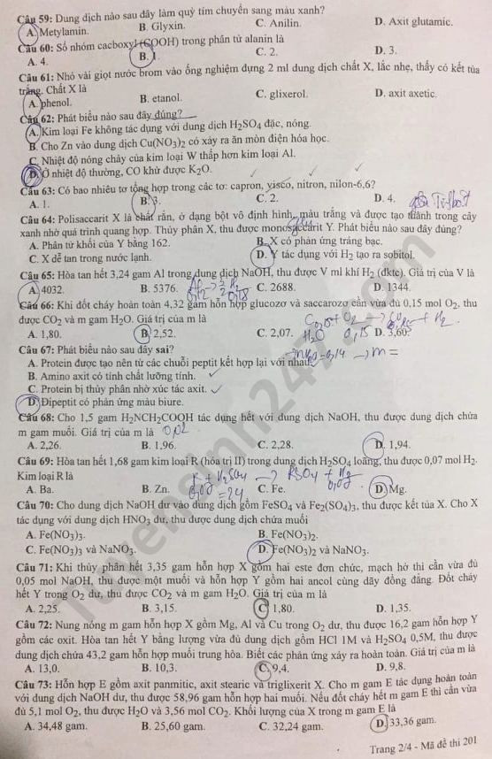 Đề thi tốt nghiệp THPT 2020 môn Hóa học. Nguồn: TTHN