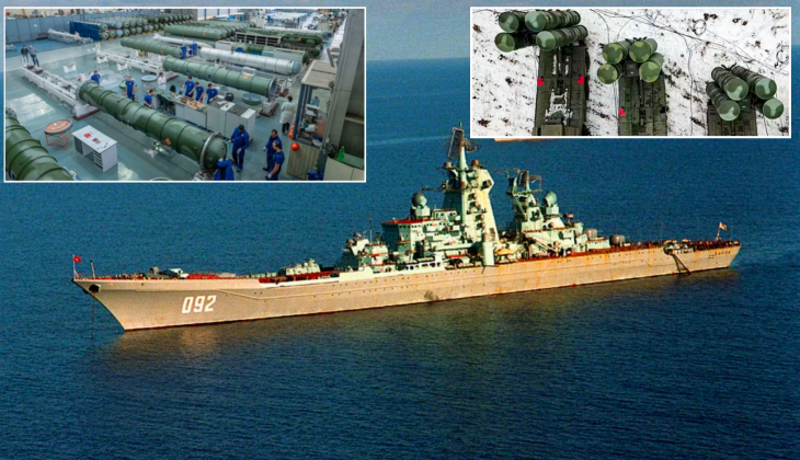 Tàu tuần dương lớp Kirov của Nga và bệ phóng S-400. Ảnh: MW.