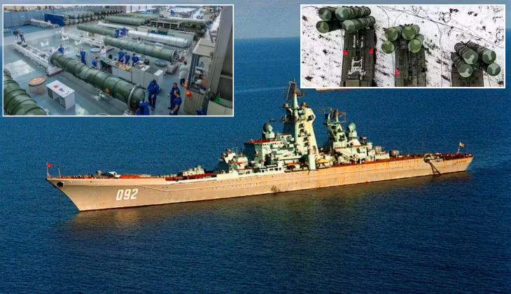 Tàu tuần dương lớp Kirov của Nga và bệ phóng S-400. Ảnh: MW.