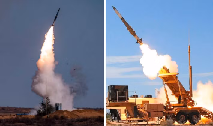 Hình ảnh khai hỏa của hệ thống S-400 (trái) và Patriot. Ảnh: MW.