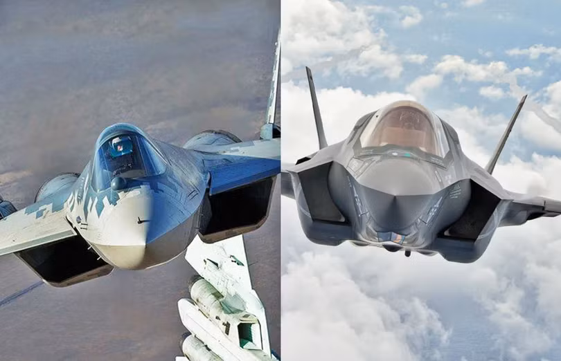Su-57 của Nga (trái) và F-22 của Mỹ. Ảnh: Eurasian Times.