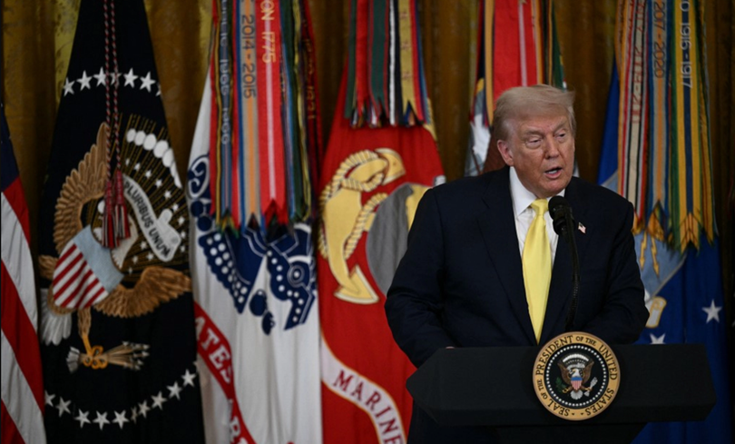 Tổng thống Mỹ Donald Trump phát biểu tại Phòng phía Đông của Nhà Trắng ở Washington, DC, vào ngày 7/8. Ảnh: AFP.