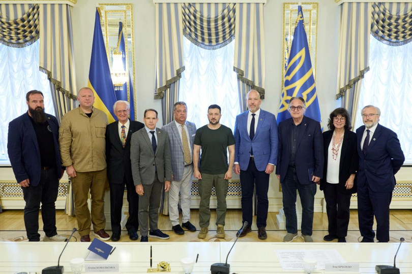 Tổng thống Ukraine Volodymyr Zelensky và lãnh đạo Đại hội Thế giới Người Ukraine. Ảnh: Kyiv Post.