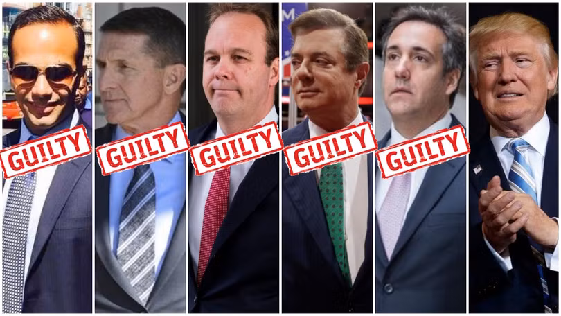 Các cộng sự thân tín nhất của Tổng thống Trump trong chiến dịch tranh cử năm 2016 đều đã bị tòa tuyên có tội. Các cộng sự thân tín nhất của Tổng thống Trump trong chiến dịch tranh cử năm 2016 đều đã bị tòa tuyên có tội.