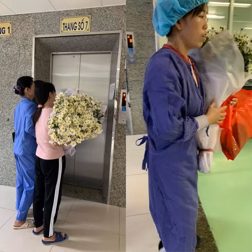 Chị Nguyễn Thị Hương mua một bó hoa cúc trắng thật to để đón con trai cả trở về nhà sau khi hiến tạng (Ảnh: Phượng Hoàng) Chị Nguyễn Thị Hương mua một bó hoa cúc trắng thật to để đón con trai cả trở về nhà sau khi hiến tạng (Ảnh: Phượng Hoàng)
