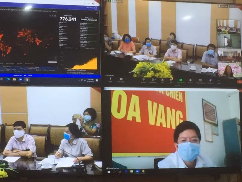 Các điểm cầu tham gia cuộc họp. Ảnh: Bộ Y tế. Các điểm cầu tham gia cuộc họp. Ảnh: Bộ Y tế.