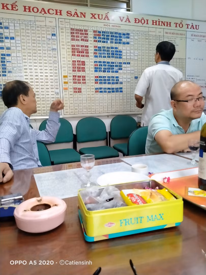 Đội hình lên ban của trạm công tác trên tàu Sài Gòn (Ảnh: AT) Đội hình lên ban của trạm công tác trên tàu Sài Gòn