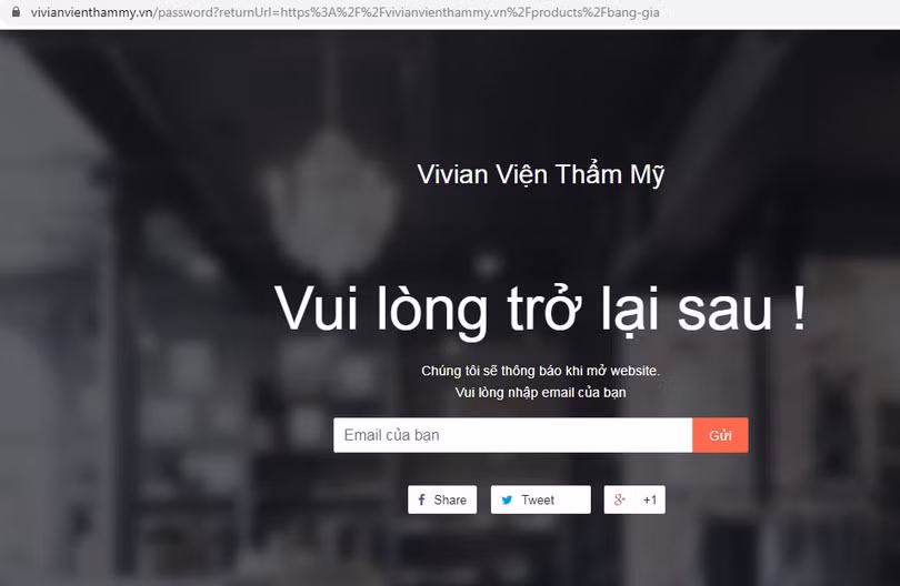 Hiện trang web, Facbook và Youtube của Thẩm mỹ viện Vivian đã đóng
