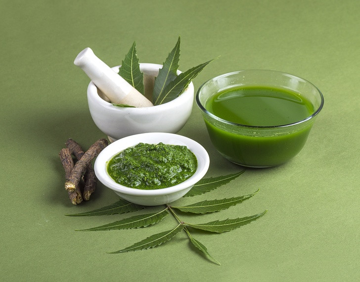 Các dưỡng chất trong lá neem có tác dụng kháng nấm, kháng khuẩn nên thường được dùng để trị gàu, ngứa da. Ảnh: Brightside Các dưỡng chất trong lá neem có tác dụng kháng nấm, kháng khuẩn nên thường được dùng để trị gàu, ngứa da. Ảnh: Brightside