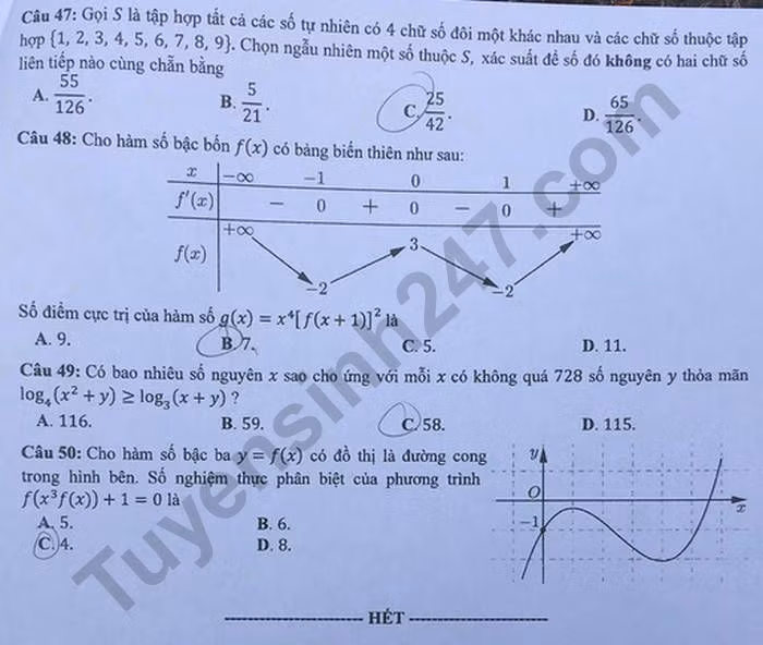 Đề thi tốt nghiệp THPT năm 2020 môn Toán mã đề 123. Nguồn: TTHN