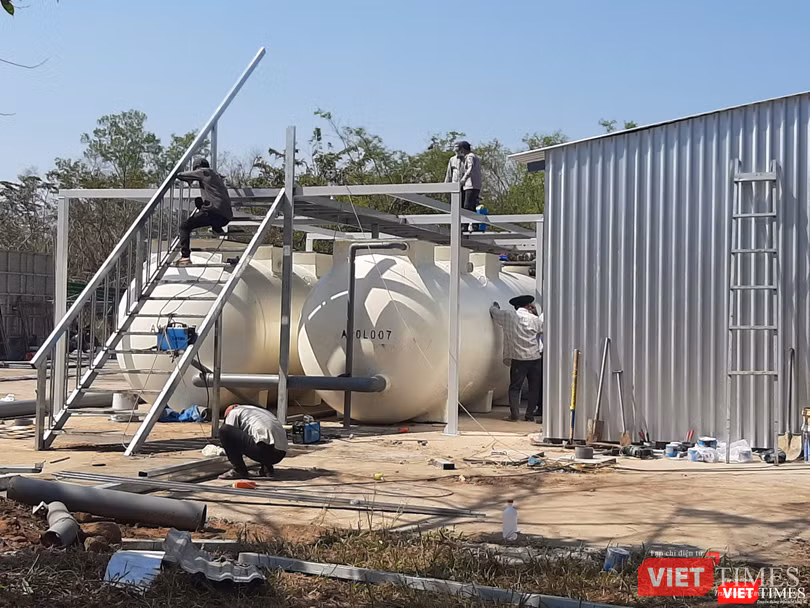 Hệ thống xử lý chất thải BV Dã chiến Củ Chi. Ảnh: N.T Hệ thống xử lý chất thải BV Dã chiến Củ Chi. Ảnh: N.T
