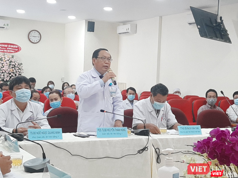 PGS.TS.BS Nguyễn Thanh Hùng - Giám đốc BV Nhi đồng 1 chia sẻ tại buổi khai trương Trung tâm tư vấn khám, chữa bệnh từ xa. (Ảnh: Nguyễn Trăm)