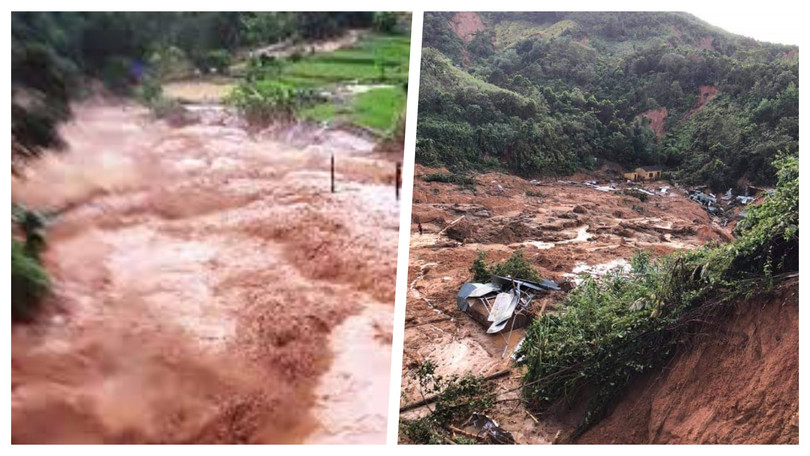 Video ghi lại cảnh lũ quét kinh hoàng ở Phước Sơn (Ảnh chụp lại màn hình video)