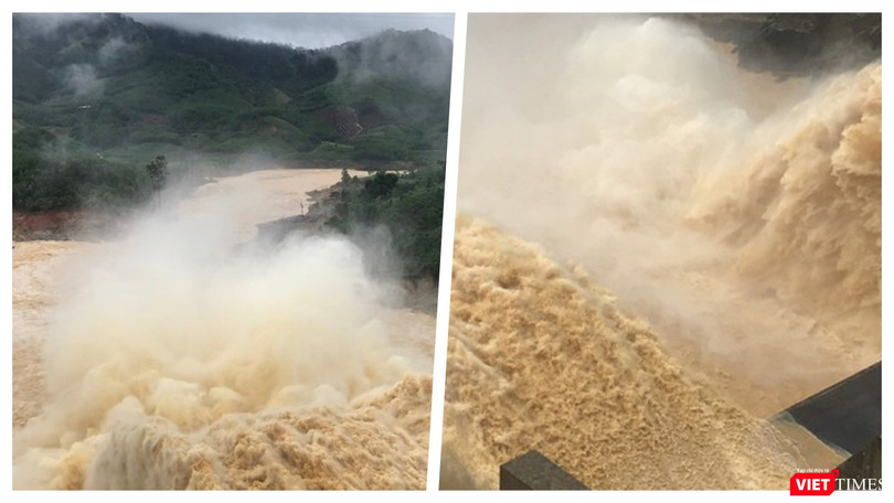 Mưa quá lớn, thuỷ điện Sông Tranh 2 và Đak Mi 4 xả lũ xuống hạ du Quảng Nam (Ảnh: HB ghép)
