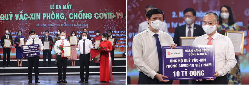 Đại diện Ngân hàng SeABank trao ủng hộ 10 tỷ đồng tại sự kiện