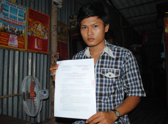 Tô Phương Trọng (xã Tân Thành, TP Cà Mau) - một trong những người bị Viện KSND Cà Mau truy tố oan tội hiếp dâm khi Trọng còn trẻ vị thành niên -Ảnh: Tấn Thái