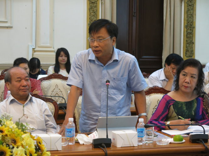 Ông Trần Ngọc Thêm tại hội thảo ngày 17-3 - Ảnh: Mai Hương