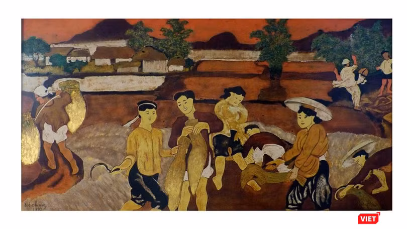 Một bức tranh ở lot 99 được gắn tên họa sĩ Nguyễn Tiến Chung (Ảnh: Drouot) 