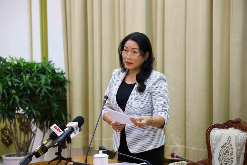 Phó Giám đốc Sở Tài nguyên và Môi trường Nguyễn Thị Thanh Mỹ phát biểu tại cuộc họp. Ảnh: Huyền Mai Phó Giám đốc Sở Tài nguyên và Môi trường Nguyễn Thị Thanh Mỹ phát biểu tại cuộc họp. Ảnh: Huyền Mai