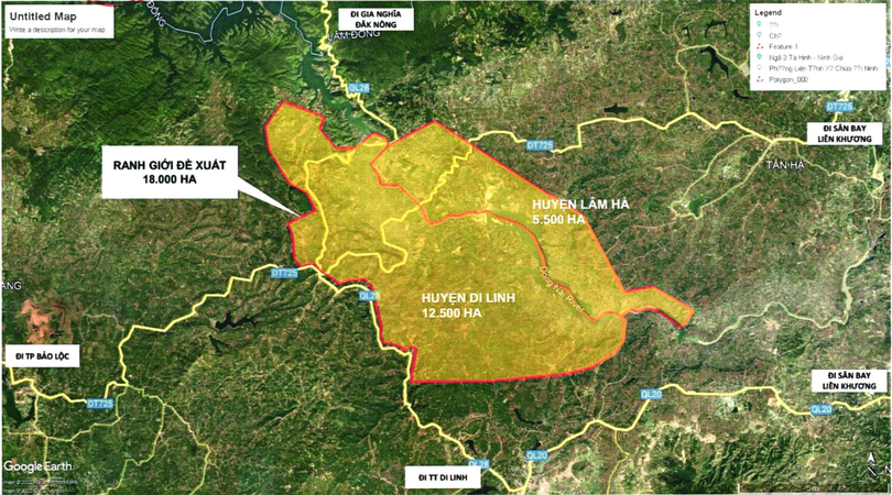 Vị trí khảo sát, nghiên cứu đầu tư dự án Quần thể vui chơi giải trí làng Châu Âu