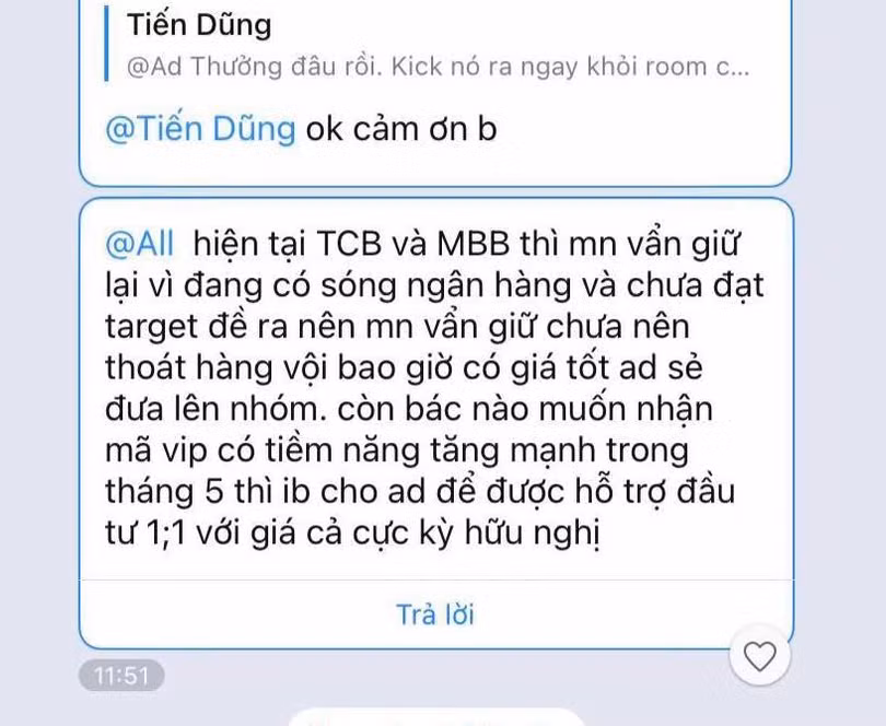 Trưởng nhóm cũng sẽ mời chào thành viên tham gia vào nhóm khác với chi phí "hữu nghị" để nhận được mã "VIP" đầu tư. Trưởng nhóm cũng sẽ mời chào thành viên tham gia vào nhóm khác với chi phí "hữu nghị" để nhận được mã "VIP" đầu tư.