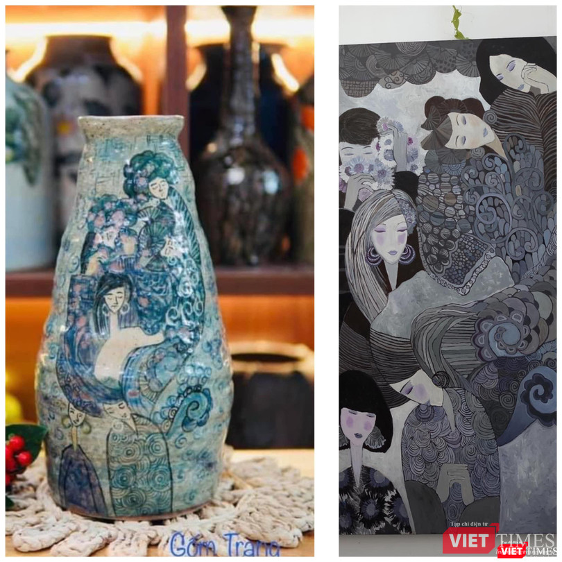 Tranh của Hà Hùng Dũng bị "đạo" lên bình gốm, bán cho nhiều người Tranh của Hà Hùng Dũng bị "đạo" lên bình gốm, bán cho nhiều người