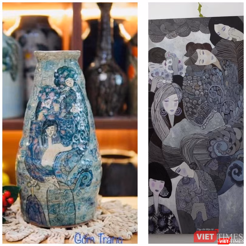 Tranh của Hà Hùng Dũng bị "đạo" lên bình gốm, bán cho nhiều người