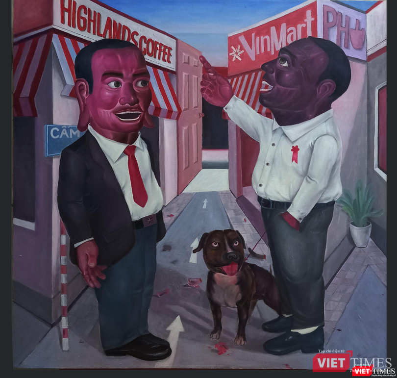 Tác phẩm của họa sĩ Khúc Đình Dương - Chuyện phố phường - Năm sáng tác 2021 Tác phẩm của họa sĩ Khúc Đình Dương - Chuyện phố phường - Năm sáng tác 2021