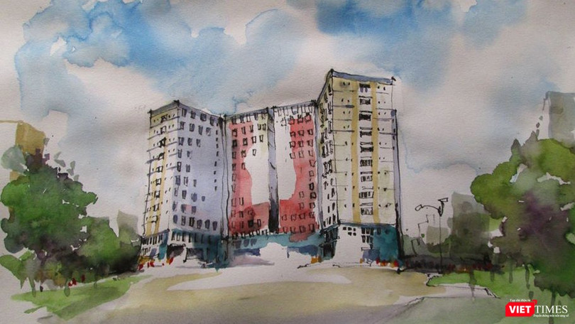 Một SV trong KTX ĐHQG đã vẽ lại hình ảnh khu Ký túc thân yêu, khác hẳn với sự chê bai của nữ du học sinh trở về từ Mỹ (Ảnh: Ban Quản lý KTX cung cấp) 