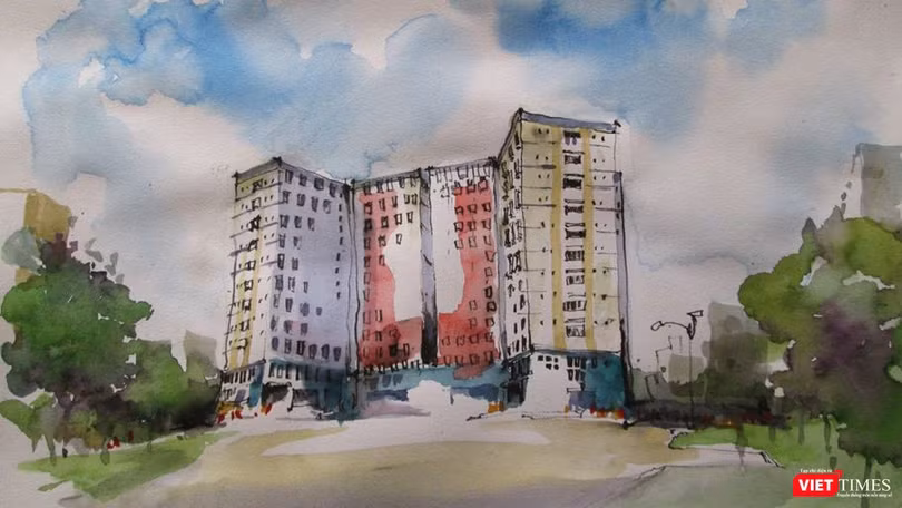 Một SV trong KTX ĐHQG đã vẽ lại hình ảnh khu Ký túc thân yêu, khác hẳn với sự chê bai của nữ du học sinh trở về từ Mỹ (Ảnh: Ban Quản lý KTX cung cấp) 