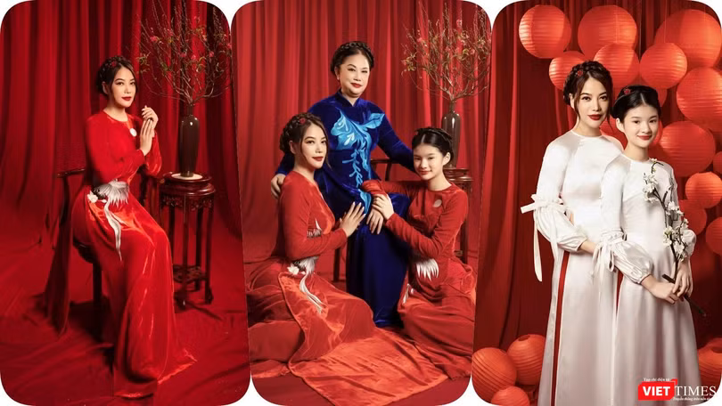 Ba thế hệ nhà Trương Ngọc Ánh diện áo dài đón xuân 2022