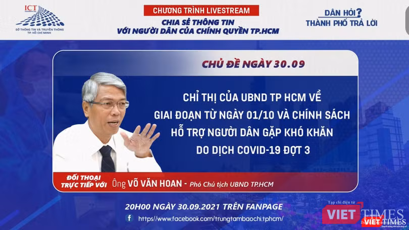 Phó Chủ tịch UBND TP.HCM Võ Văn Hoan trả lời trực tuyến, trả lời nhiều câu hỏi