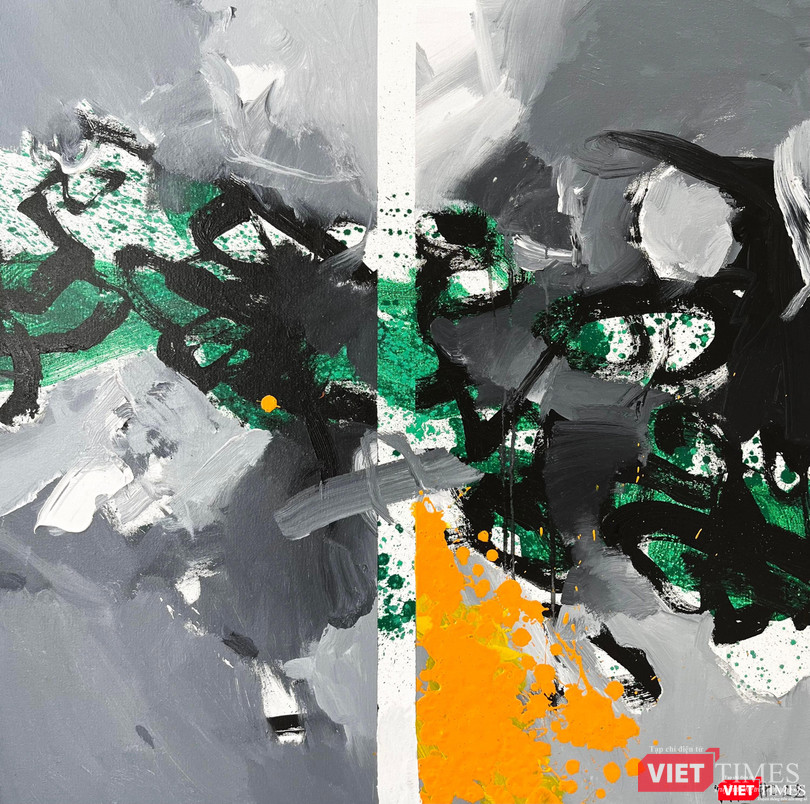 Tác phẩm Dòng chảy phù sa (acrylic, 100cm x 100cm, 2022) Tác phẩm Dòng chảy phù sa (acrylic, 100cm x 100cm, 2022)