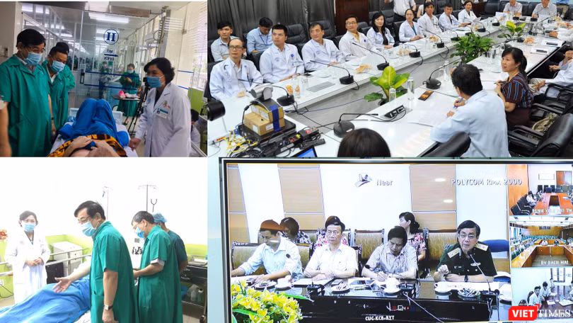 Cuộc hội chẩn online quy mô toàn quốc cuối cùng cho Bệnh nhân 91 trước khi về Anh (Ảnh: Hòa Bình ghép) 