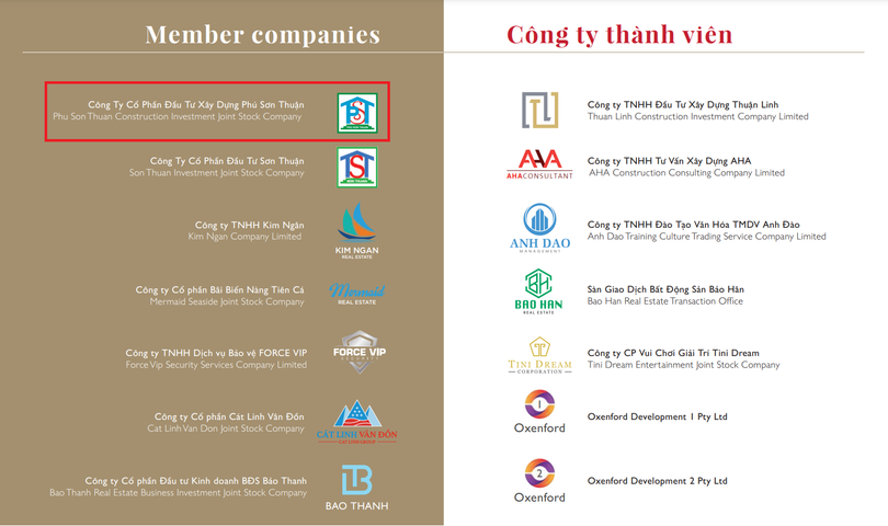 Phú Sơn Thuận được giới thiệu là một thành viên của Cát Linh Group