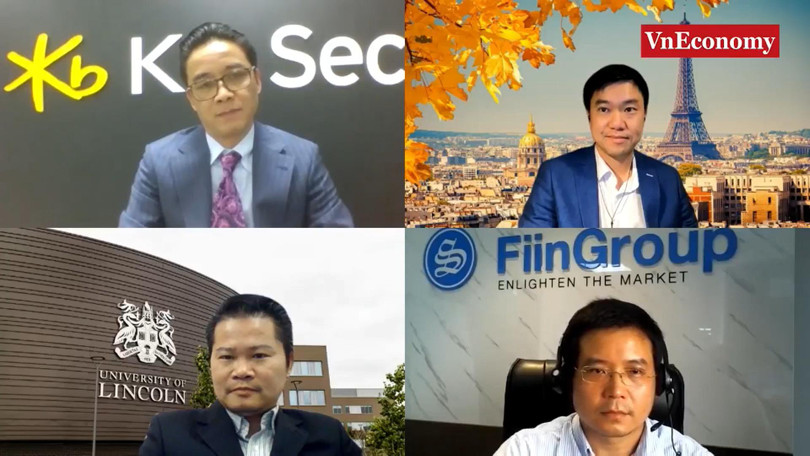 Các chuyên gia kinh tế tham dự buổi tọa đàm do VnEconomy tổ chức (Ảnh chụp màn hình)