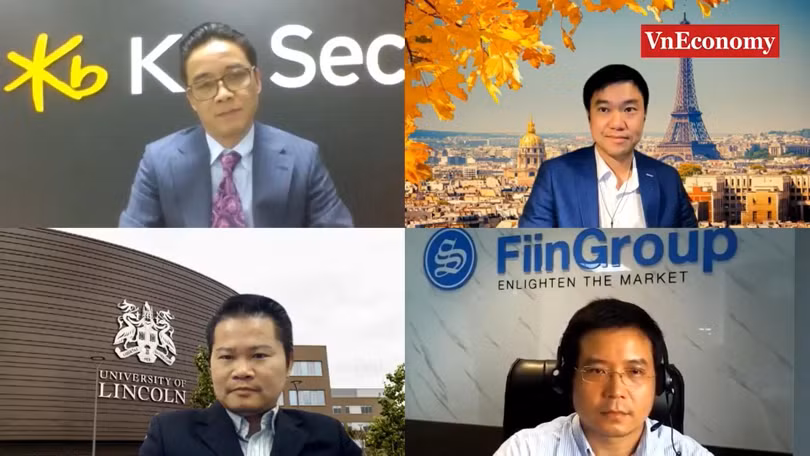 Các chuyên gia kinh tế tham dự buổi tọa đàm do VnEconomy tổ chức (Ảnh chụp màn hình)