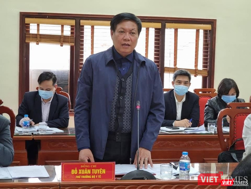 Thứ trưởng Bộ Y tế Đỗ Xuân Tuyên tại buổi làm việc với Bắc Giang (Ảnh: BYT)