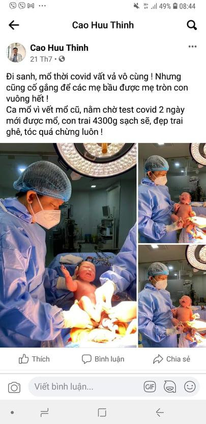 Hình ảnh hai bé song sinh từ bác sĩ Cao Hữu Thịnh (Bệnh viện Từ Dũ) sau khi thực hiện ca mổ cho sản phụ từ trước đó