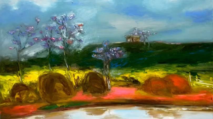 Một phần bức tranh "Ngày xuân" của họa sĩ Lâm Đức Mạnh (Ảnh: họa sĩ cung cấp) 