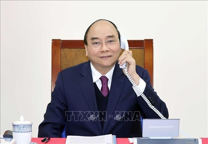 Thủ tướng Nguyễn Xuân Phúc điện đàm với Tổng thống Trump hôm 22/12/2020 (Ảnh: VNA)