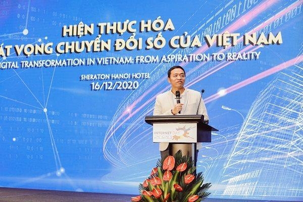 Ông Lê Hồng Minh CEO của VNG phát biểu tại Ngày Imternet được tổ chức vào 16-12. Ảnh: P.Anh