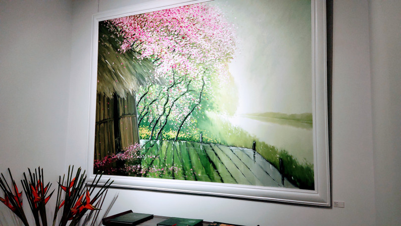 Triển lãm "Miền sương khói" của hoạ sĩ Lê Thanh Sơn kéo dài từ ngày 20/12/2020 đến hết ngày 10/1/2021 (Ảnh: Hoà Bình)