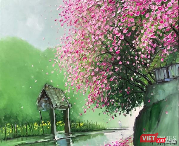 Tác phẩm "Xuân về" của hoạ sĩ Lê Thanh Sơn Tác phẩm "Xuân về" của hoạ sĩ Lê Thanh Sơn