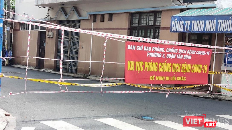 Khu vực phong toả phường 2, quận Tân Bình. Ảnh: Hoà Bình