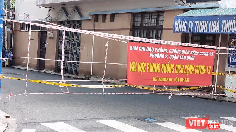 Khu vực phong toả phường 2, quận Tân Bình. Ảnh: Hoà Bình