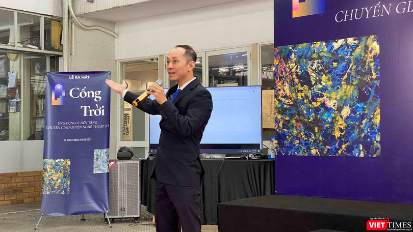 Người sáng lập dự án Cổng trời, ông Phạm Toàn Thắng trong buổi giới thiệu với báo chí sáng 3/4 (Ảnh: HB) 