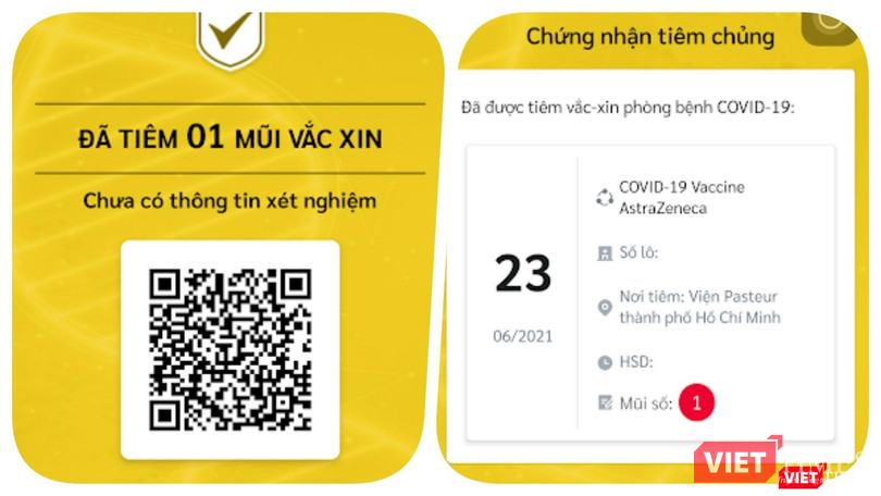 Xác nhận tiêm chủng trên Sổ sức khoẻ điện tử chưa chính xác, trường hợp này đã tiêm đủ 2 mũi nhưng trên SSKĐT vẫn chỉ thể hiện đã tiêm Mũi 1. Ảnh: Hoà Bình