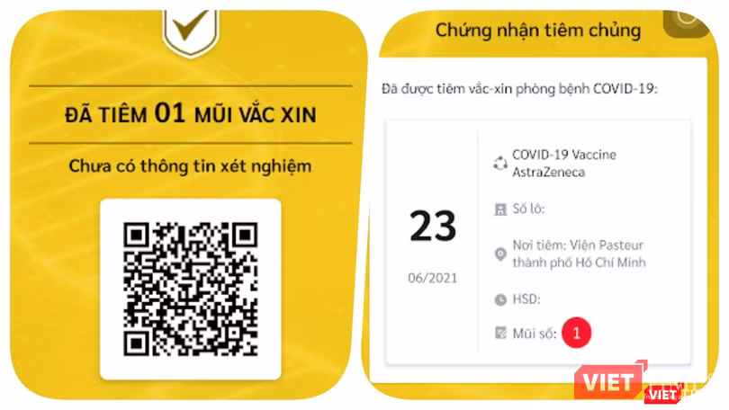 Xác nhận tiêm chủng trên Sổ sức khoẻ điện tử chưa chính xác, trường hợp này đã tiêm đủ 2 mũi nhưng trên SSKĐT vẫn chỉ thể hiện đã tiêm Mũi 1. Ảnh: Hoà Bình